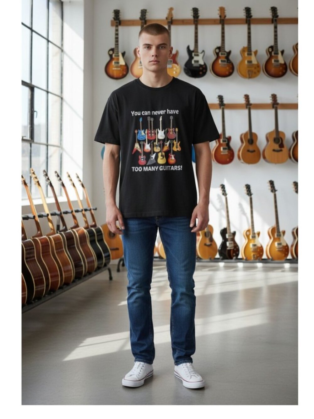 Mens Graphic T Shirt You Can Never Have Too Many Guitars Funny Guitar Lover Gift